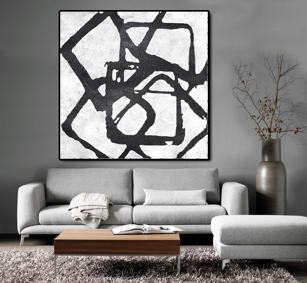Minimal Black and White Painting #MN17A - Click Image to Close